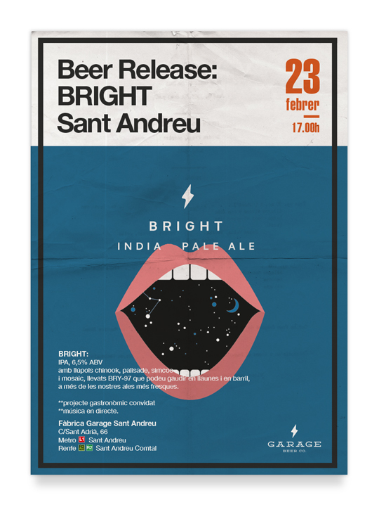 Garage Beer Co presentación Bright - Cartel